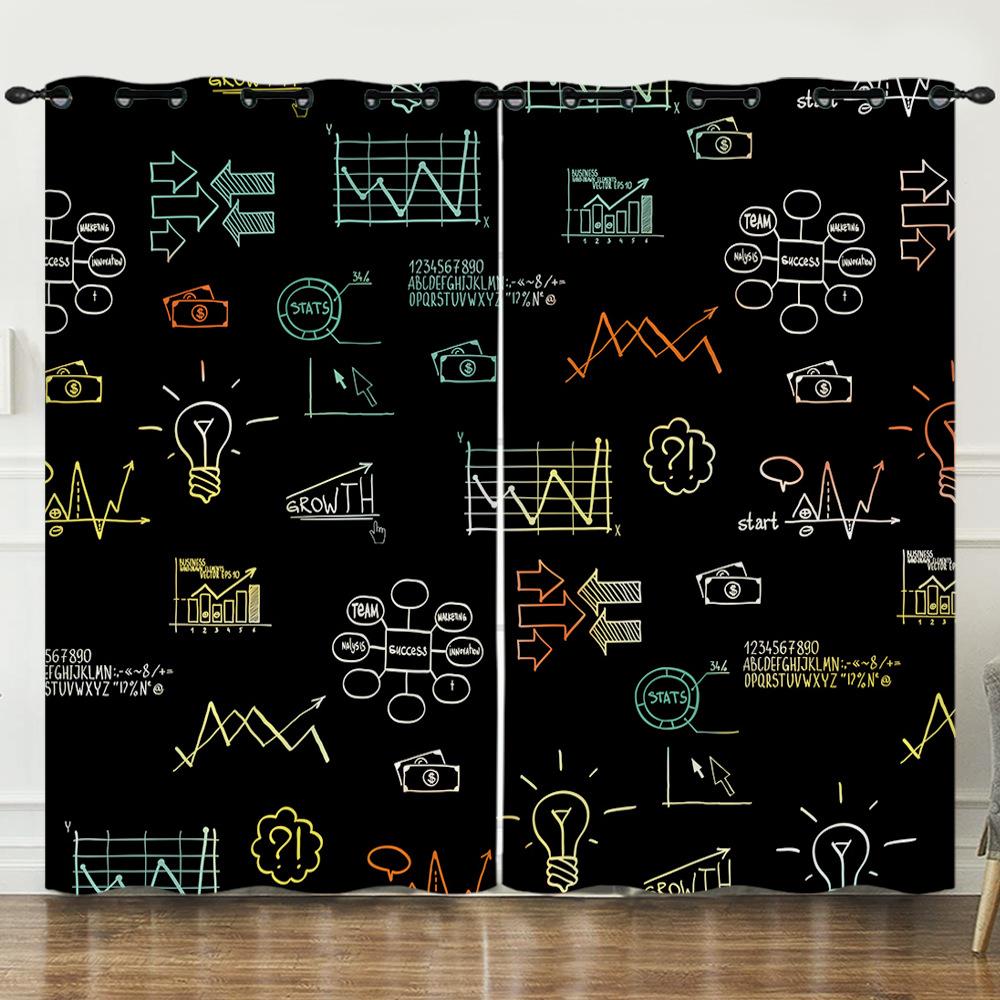 Zasłona Geometryczna Wzór Liczbowy Drukowanie Cyfrowe 3D Zasłona zaciemniająca Przelotki