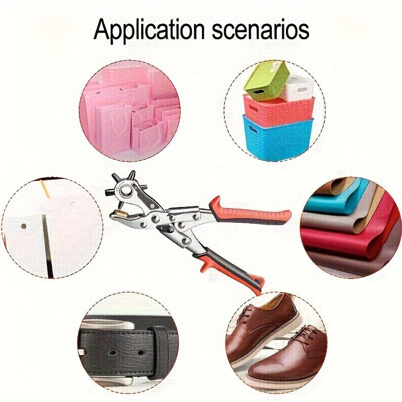 1PC Carbon Steel Leather Punching Pliers with Rotating Head, Multi-size Puncher, Suitable for Belts, Straps, with Holes-1 Rotary Punching Tool