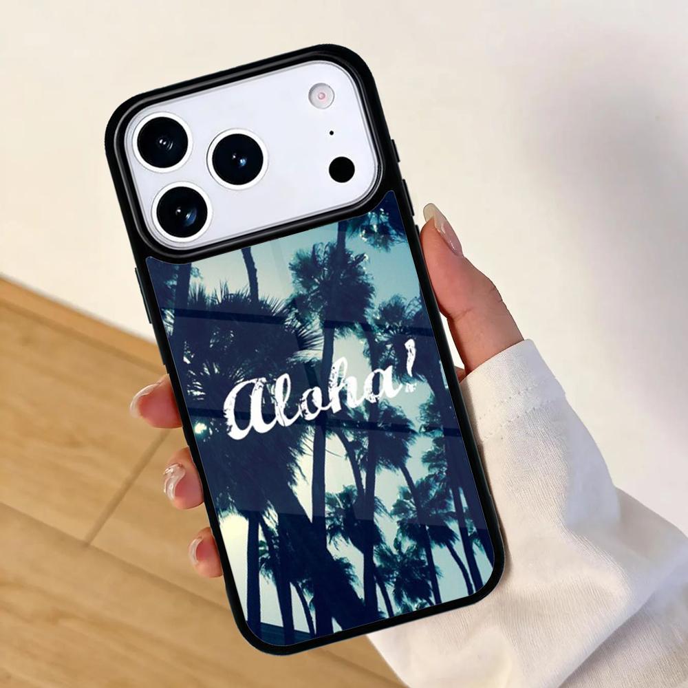 Aloha Hawaii Hawaiian Beach Palms Mobile Phone Case for IPhone 17 AIR 16pro Max 15 14 13 12 11 Bumper Cover