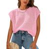 Summer Women's Round Neck Hollowed Out Sunscreen Knitted Sweater Cover Knitted Vests