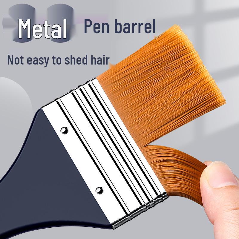Flat Nylon Paintbrush for Oil, Acrylic, Gouache, Watercolor - Beginner Painting Tool