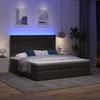 Cama Ottoman com Colchão & LEDs Preta 180x200 cm Veludo