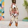 Girls Halloween Printed Hooded Long Sleeve Kangaroo Pocket Top Cuffed Pants Two Piece Set