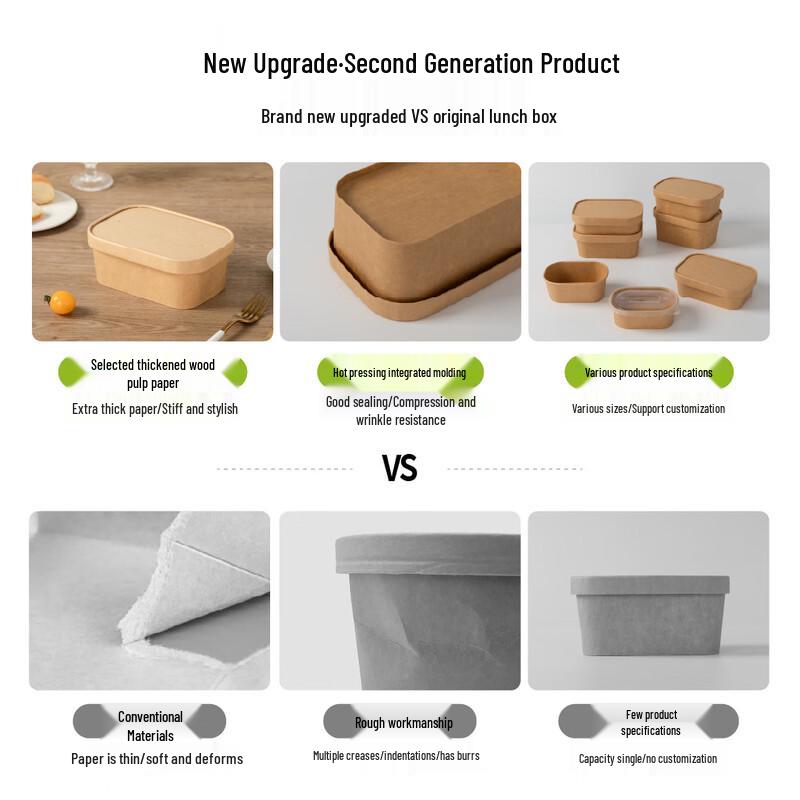 Disposable Kraft Paper Takeaway Box with Lid