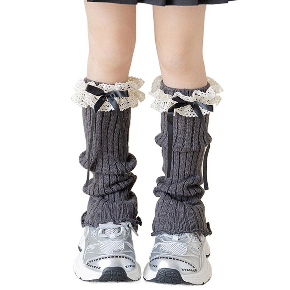 

Высокие эластичные носки с кружевной отделкой в стиле Лолита, кавайные длинные чулки, детская одежда темно серый