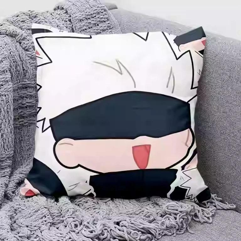 1Pc Anime Jujutsu Kaisen Pillow Cover, Polyester 2D Double-Sided Printed Cushion Case, Manga Character Throw Pillow, Home Decor,
