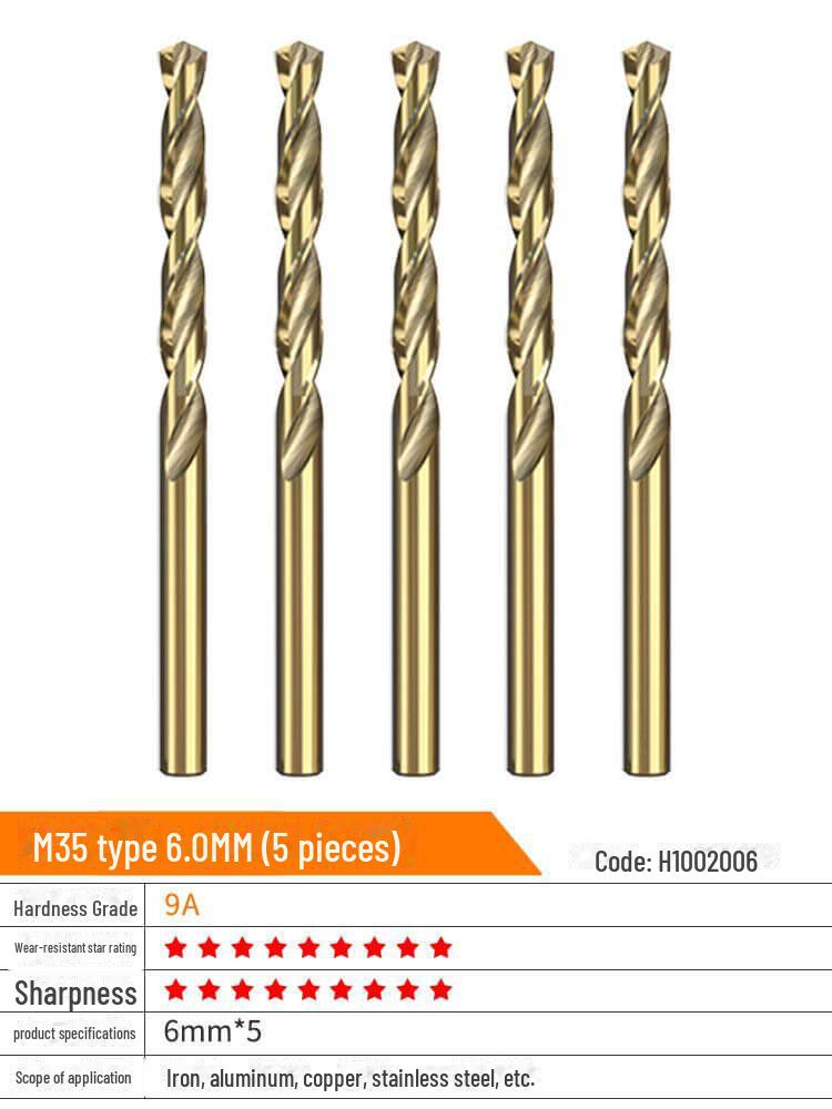 Huhao Cobalt Alloy Twist Drill Bit Set for Electric Hammer and Stainless Steel.