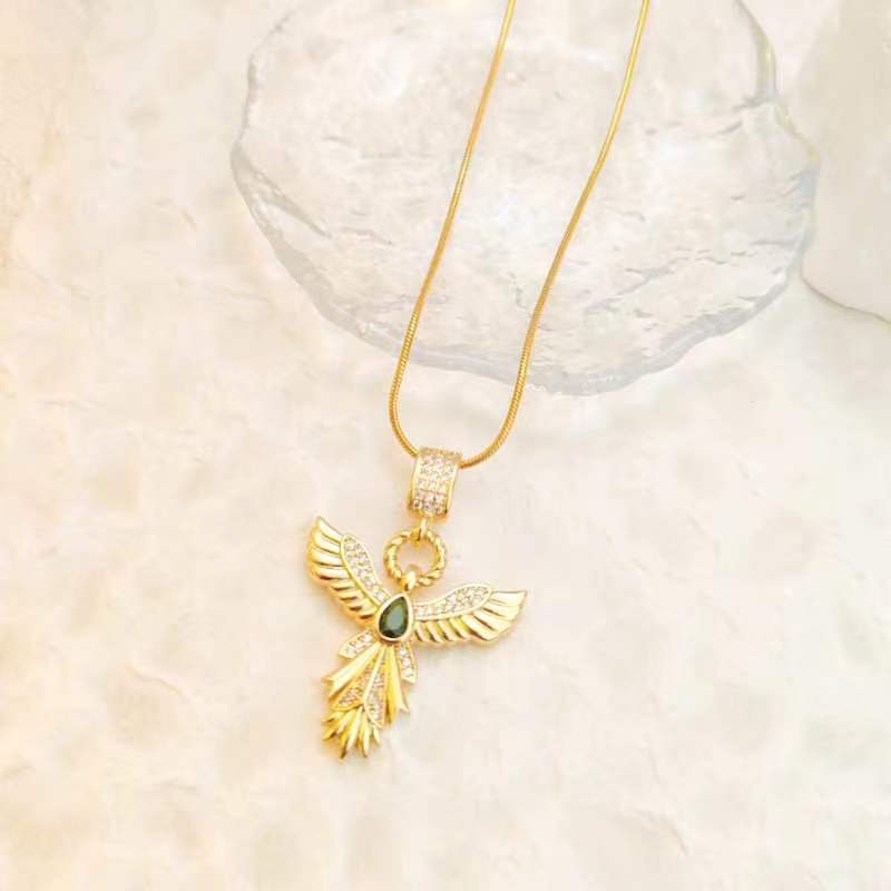 

Angel Wings Necklace Female Premium Personality Versatile Atmospheric Zircon Phoenix Spreading Wings Pendant Clavicle Chain
