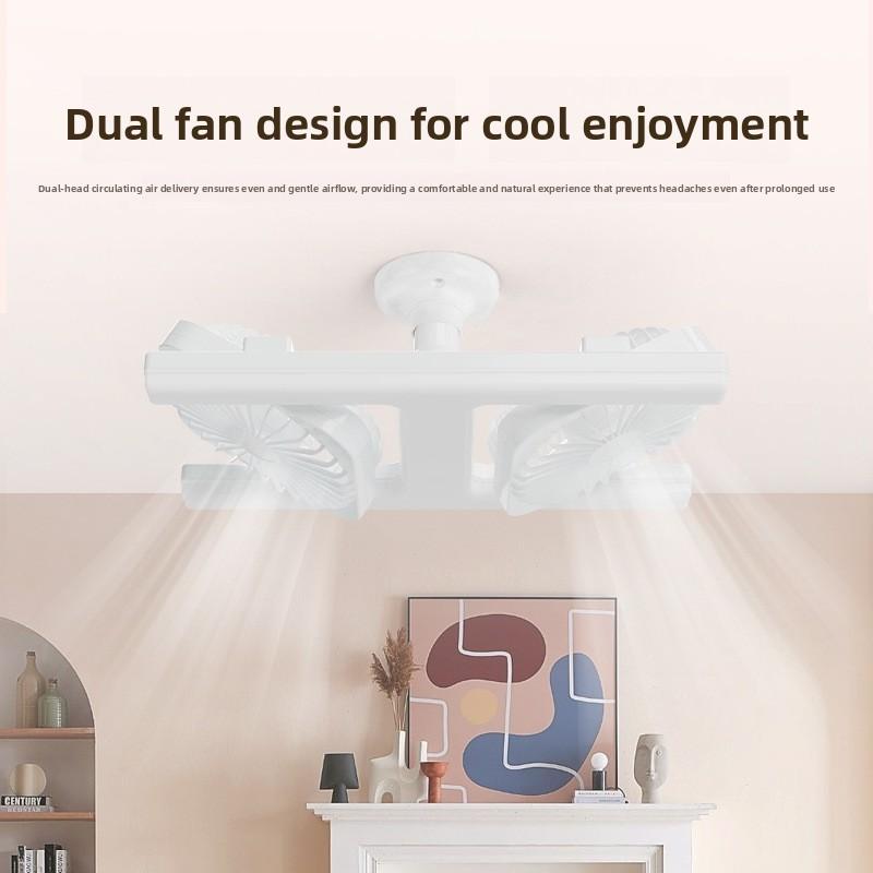 New Dual Fan Ceiling Light, E27 Screw Base LED Fan Lamp for Bedroom Kitchen, Super Strong Wind Quiet Ceiling Fan Light
