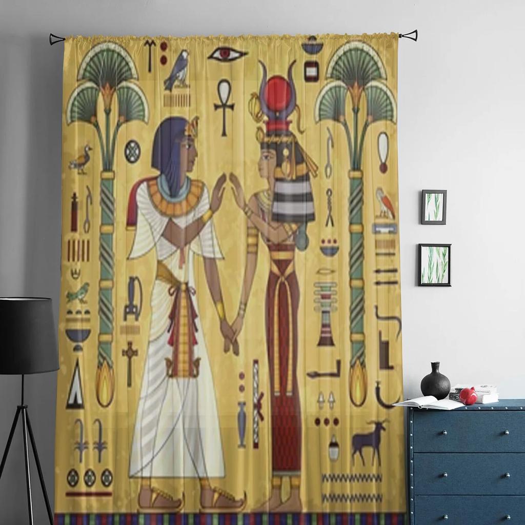 Antikens Egypten Skira gardiner för vardagsrum Barnrum Tyllgardiner Köksfönsterbehandling Draperier