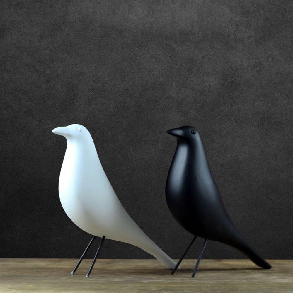 Resin Craft Bird Figurine Statue Office Ornaments Sculpture Home Decoration Accessories Bird Sculpture black