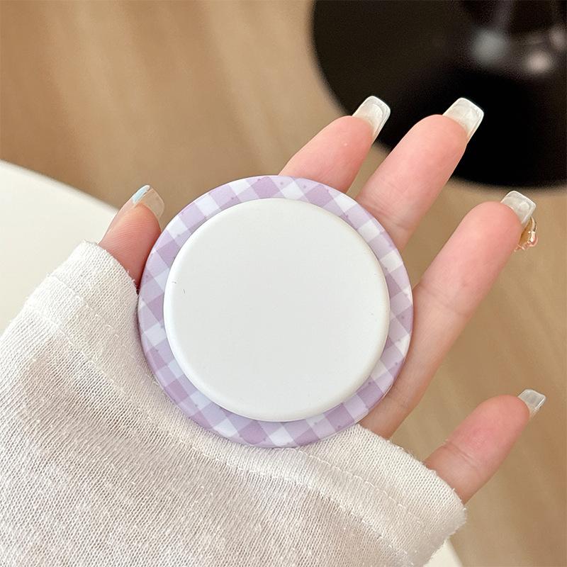 Plaid Simple Round Mobile Phone Airbag Bracket Magnetic Suction Telescopic Ring Wind Desktop Watching Drama Support