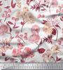 Soimoi Japan Crepe Satin Fabric Leaves,Peony & Dahlia Flower Printed Fabric 1 Metre 42 Inch