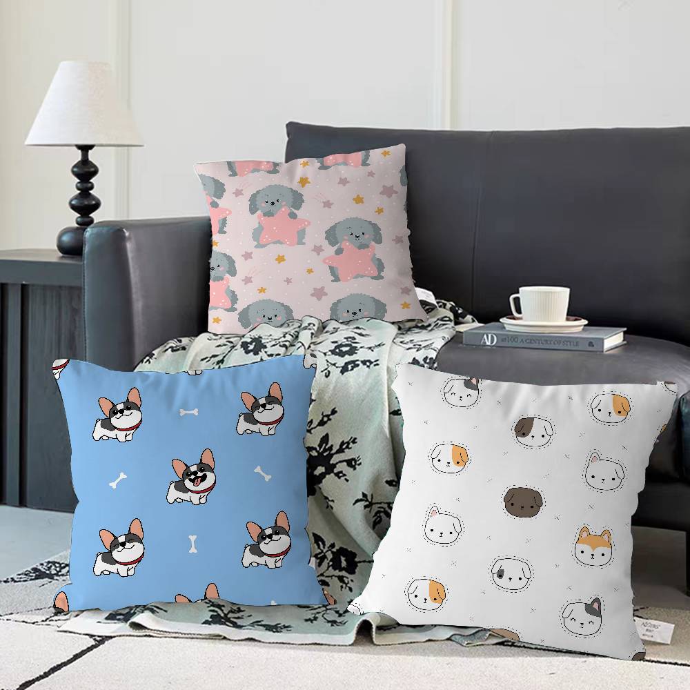 Cartoon Dog Pillow Case Removable Washable Cushion Cover – All-Season Soft Linen