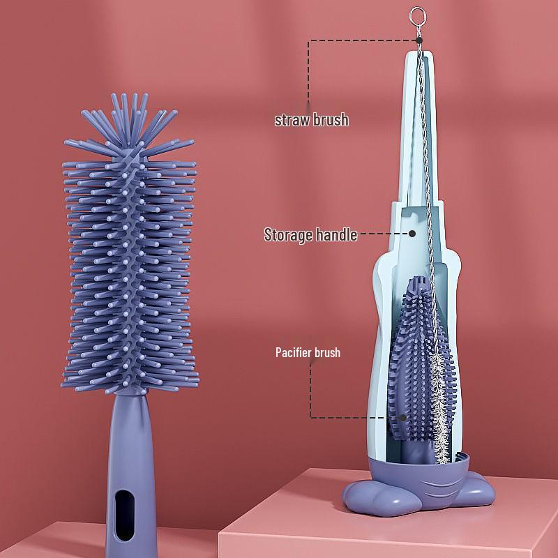 Silicone Multifunctional Baby Bottle Brush Set - Food Grade & Boil-Friendly