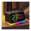 HUO JI Table Clock with Radio, Large Screen LED, Display Color & Brightness Adjustable, 8 Color Dimmable Night Light, White Noise, Double Alarm,