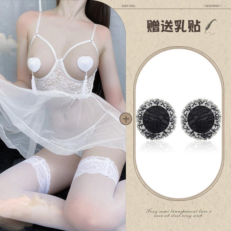Sexy Pajamas Transparent Mesh Sex Underwear Steel Tray Open Crotch Tease Free Nightdress Sex Suit