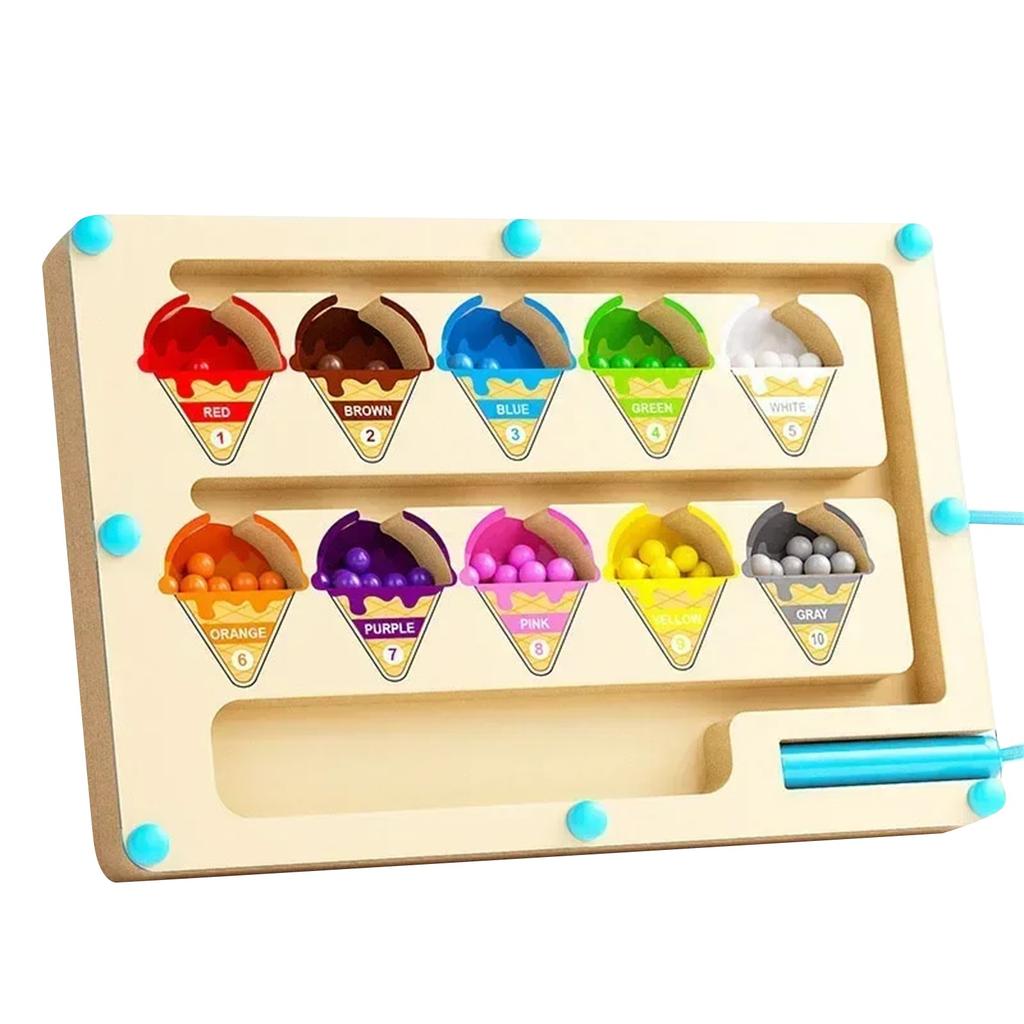  Magnetic Color Sorting Games Maze Board Pen Moving Bead Games Wooden Control Sensory Play Educational Toys For Kids