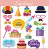 Happy Accessories Birthday With Humorous Paper Props For Family Kids Parties