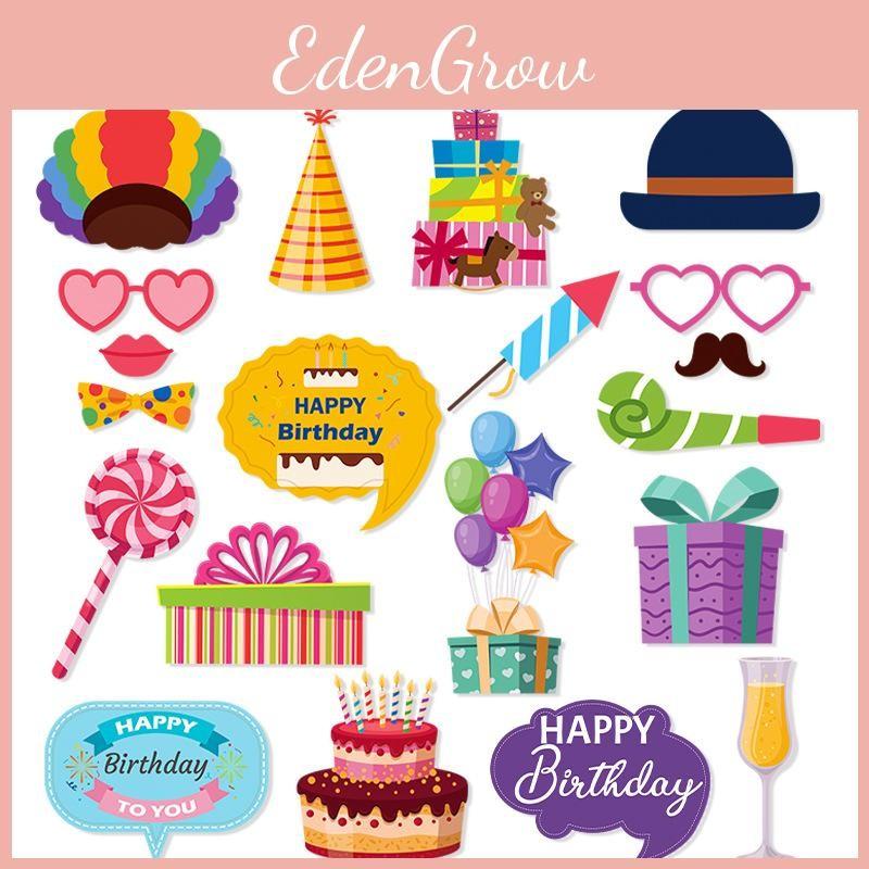 Happy Accessories Birthday With Humorous Paper Props For Family Kids Parties