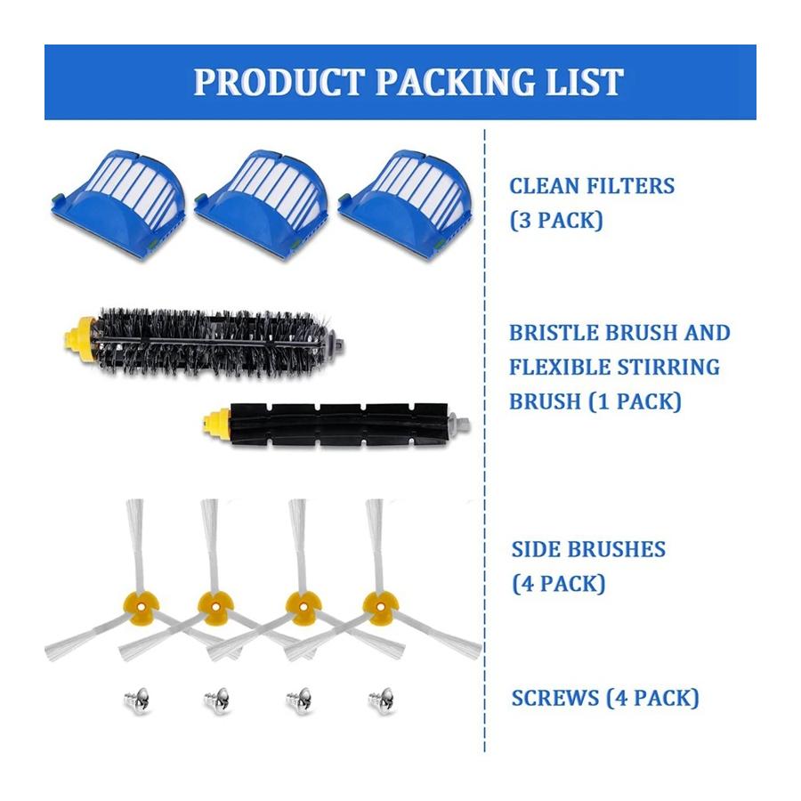 For IRobot Roomba 675 650 690 600 Series Vacuum Cleaner Bristle Side Brush HEPA FILTER Replacement Kit Accessories Spare Parts