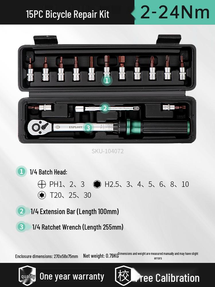 High Precision Adjustable Torque Wrench Set for Car, Tire, Bicycle & Spark Plug