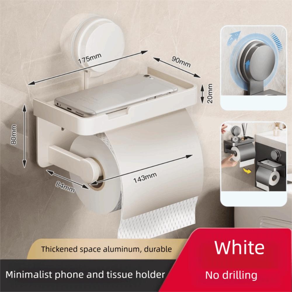 No Drilling Toilet Roll Paper Rack Suction Cup Tissue Stand  Bathroom Kitchen