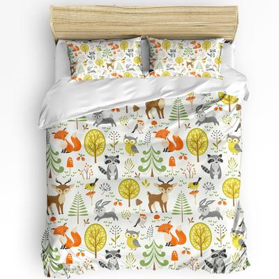 Kawaii Stars Hippo Baby Cute Animal White 3pcs Bedding Set For Double Bed Home Textile Duvet Cover Quilt Cover Pillowcase