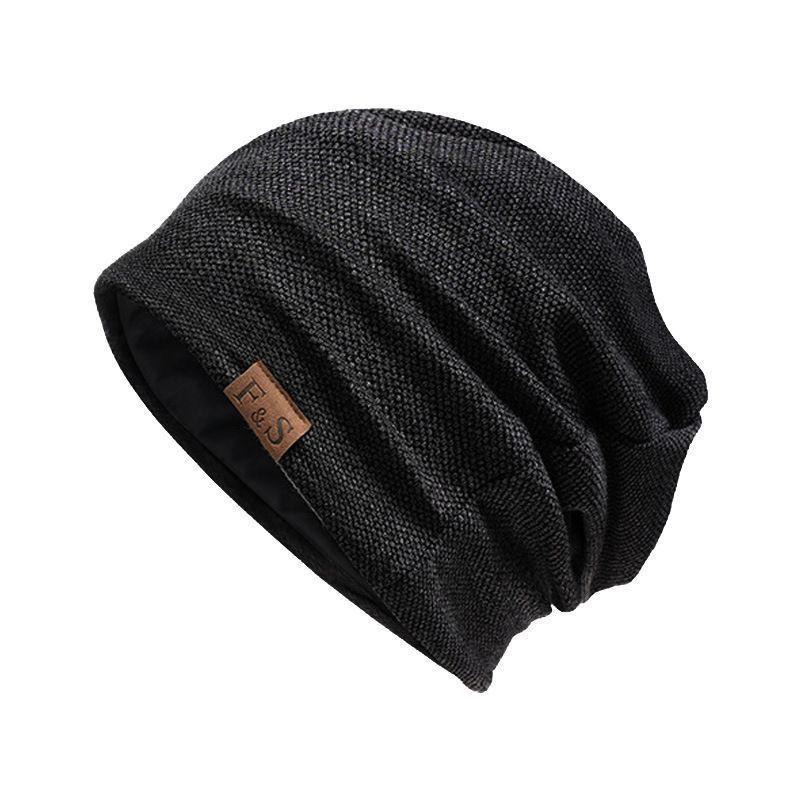 Pullover Cold Hat Women's Casual Winter Velvet Loose Leather Label Hat Knitted Hat Men's and Women's Outdoor Headgear
