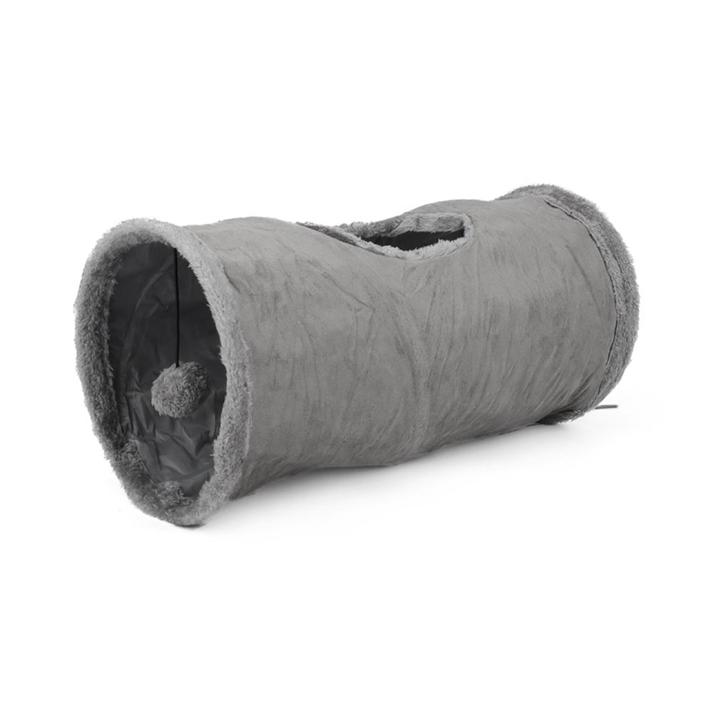 

Tunnel Cat Toy Puppy Plush Ball Pet Toy Tent Tunnel Tube Storage Foldable Suede Cat Channel Drill Bucket серый