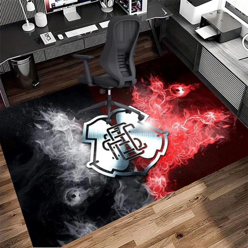 Sao Paulo FC Crest Red Smoke Rose Flame Print Area Rug Brazilian Soccer Fan Non Slip Rectangular Floor Mat Gaming Room Football Fan Decor Rug