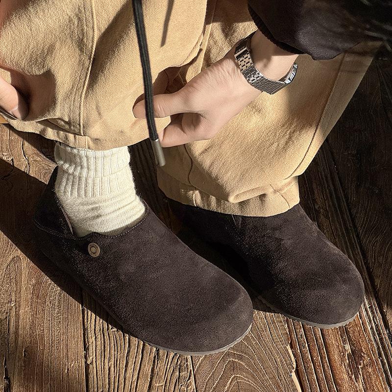 Birkenstocks New Two-wear Lazy Shoes Leather Soft-soled Casual Shoes Low-top All-inclusive Slippers