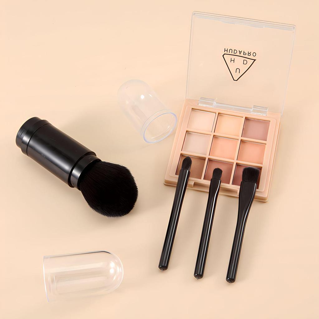 Compact 4-in-1 Makeup Brush Set: Telescopic Mini Brushes for Loose Powder and Eye Shadow