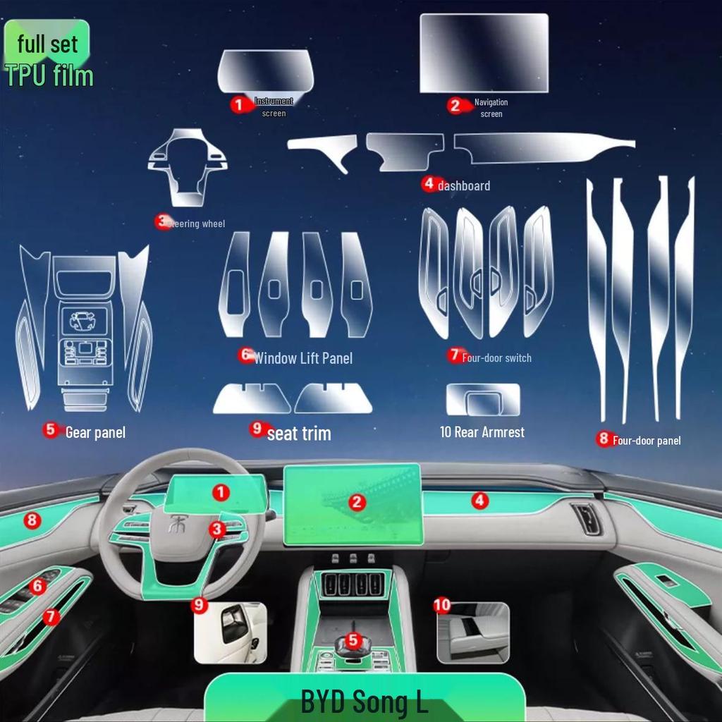 BYD Song L-DMI-EV Interior: TPU Film for Navigation & Gear Shift