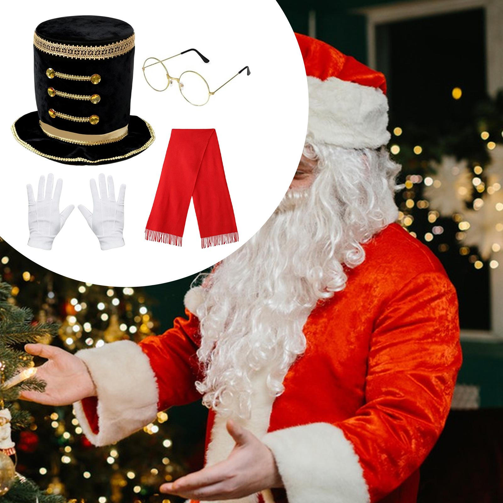 

4 Pieces Christmas Santa Costume Set for Adults Creative Versatile Festive чёрный