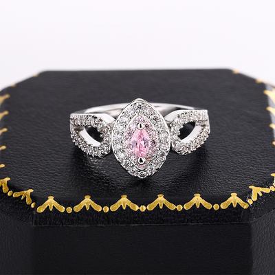 New Pink Crystal House Diamond Egg Ring  Silver Angel Wings Blue Treasure Zircon Engagement Hand Jewelry