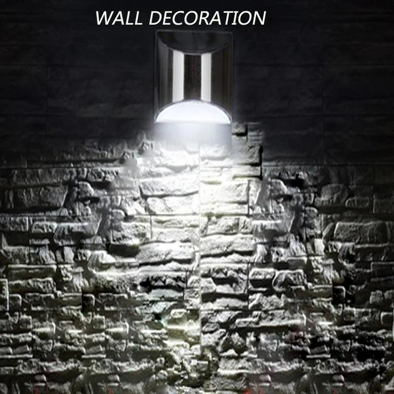 2Pcs Stainless Steel Solar Wall Lights Courtyard Waterproof Outdoor Lighting Emergency Patio Step For Garden Fence and Street