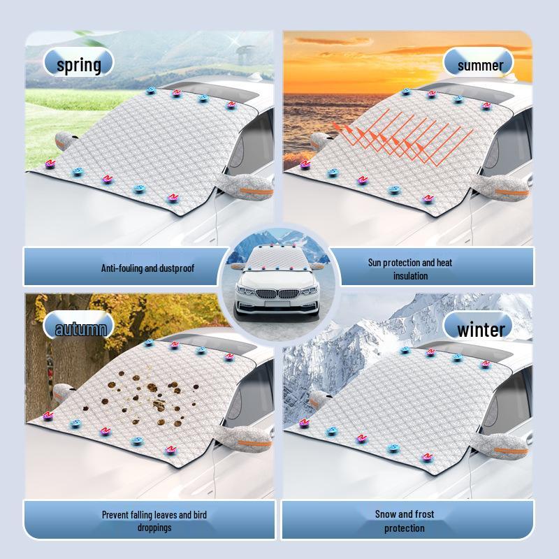 Magnetic Car Windshield Snow & Sun Cover: Dustproof, Heat-Insulating Half Sunshade
