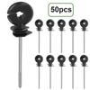 50pcs Electric Fence Insulators Screw Wood Post Electric Fence Insulator Self Tapping Screw for Meadow Farm Animals