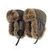 Unisex Winter Trapper Hat Thick Faux Fur PU Leather Bomber Hat Windproof Warm Russian Ushanka with Ear Protection Outdoor Ski Cap