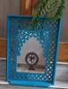 Blue Hand Carved Wooden Mirror Frame: Indian Jharokha Wall Decor