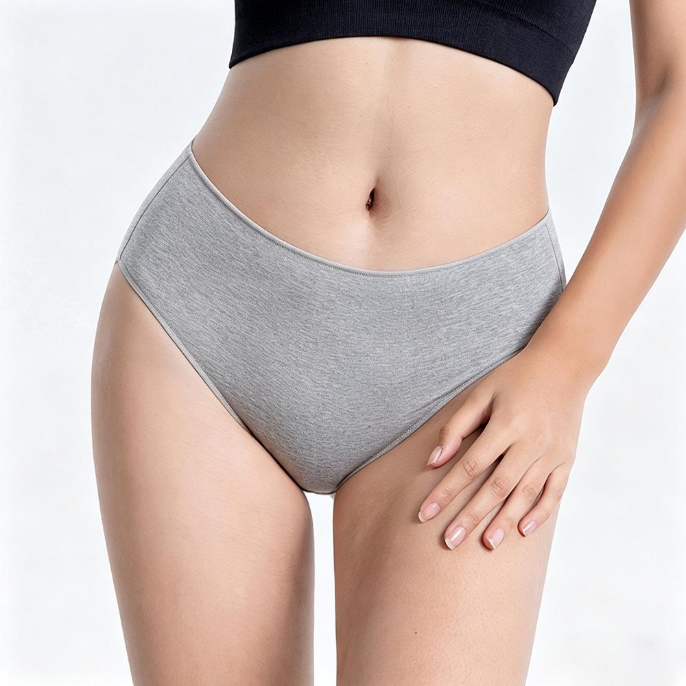 Women Seamless Breathable Solid Mid Waist Cotton Underwear Panties