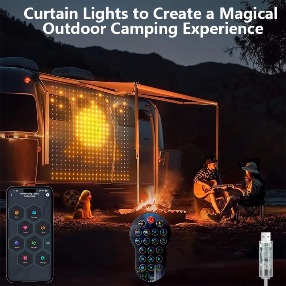 Smart Curtain Lights DIY Color Changing Fairy String Lights Music Sync for Indoor Outdoor Courtyard Garden Christmas Decoration