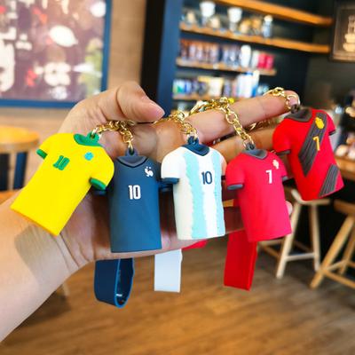 Keychain Pendant, Golden Metal Chain Keychain with Buckle Soft PVC Rubber, 3D Jersey Shape Key Holder with Lanyard, for Keys Backpacks Car Fans Gift