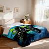 1 Piece Graffiti Style Street Motorcycle Printed Flannel Blanket Multiple Sizes Soft Comfortable Gift Blanket, Machine Washable