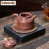 250ml Yixing Purple Clay Teapots Artists Handmade Bamboo Tripod Pot Raw Ore Red Downhill Mud Tea Brewing Kettle Zisha Tea Set