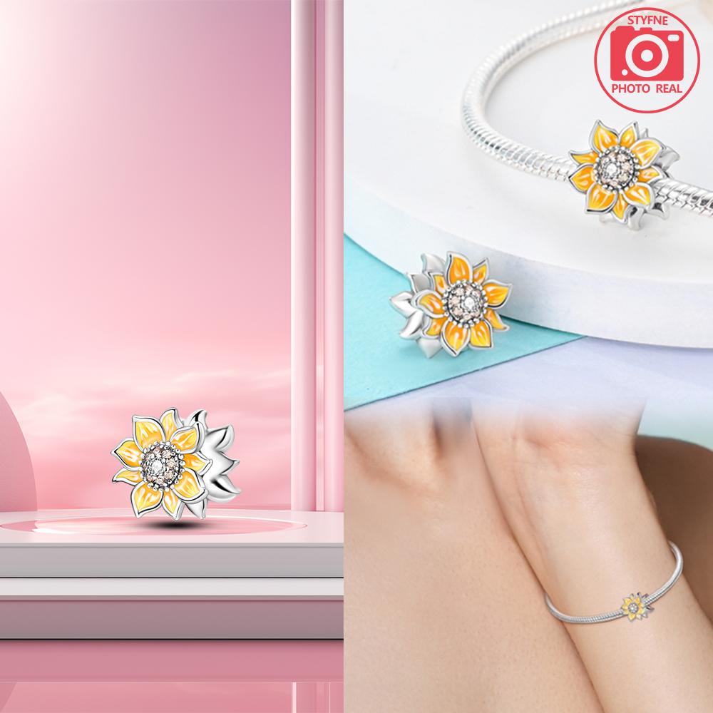 Sunflower Peach Heart Beads Copper Plated For Charms Copper Plated Original Bracelet For Jewelry Making