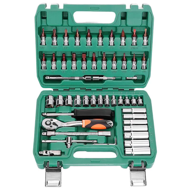 GREENER 54-Piece 72-Tooth Ratchet & Socket Auto Repair Tool Set