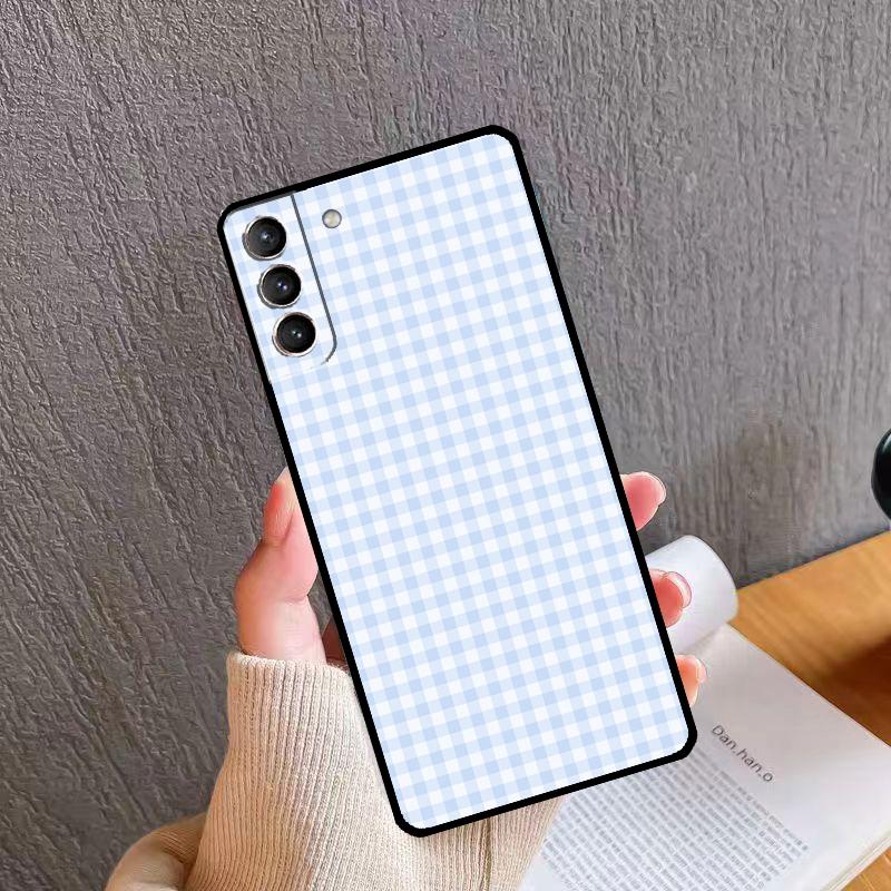 

Pastel Gingham Phone Case For Samsung Galaxy S25 S24 S20 S21 S22 S23 Ultra S9 S10 Plus S24 FE S25 FE Cover Galaxy S9 Plus