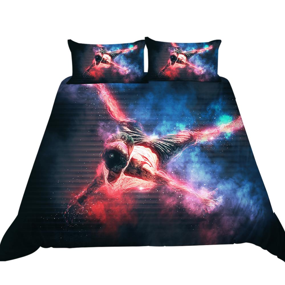 Set de lenjerie de pat de lux cu model de dans 3D, husă de pilota și față de pernă, lenjerie de pat confortabilă, lavabilă, pentru dormitor.